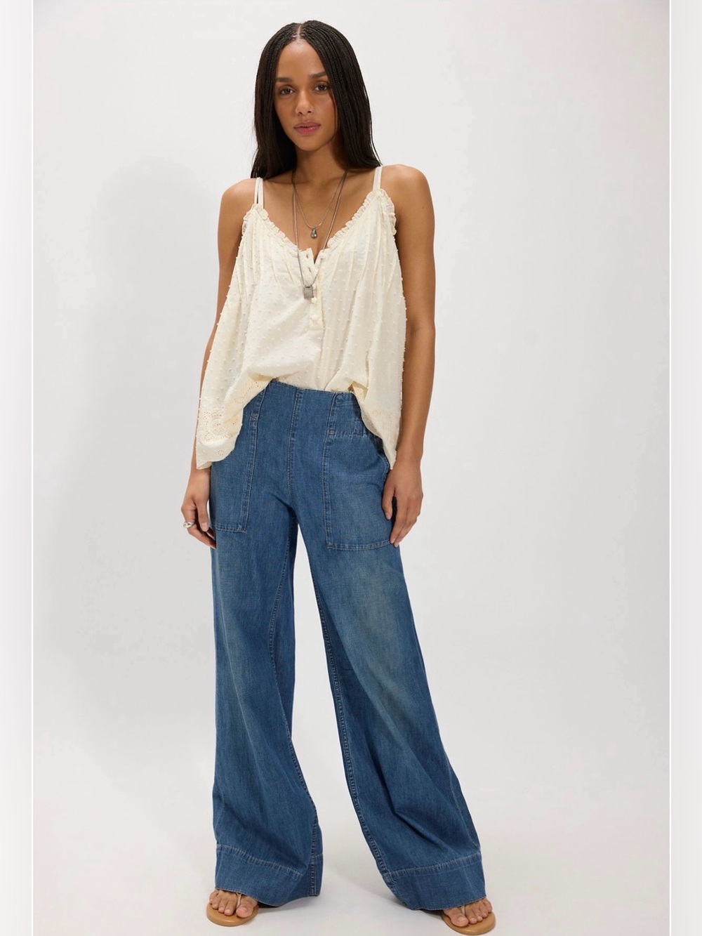 NWOT Free People We The Free Breezy Denim Pull-on Lightweight Jeans Size Small